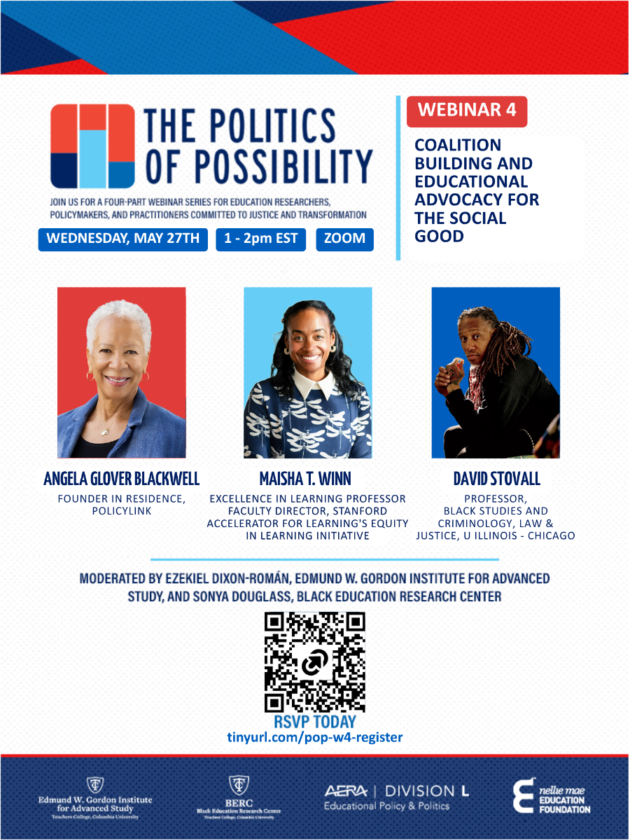 Poster for the webinar 4 with the names of speakers and their headshots